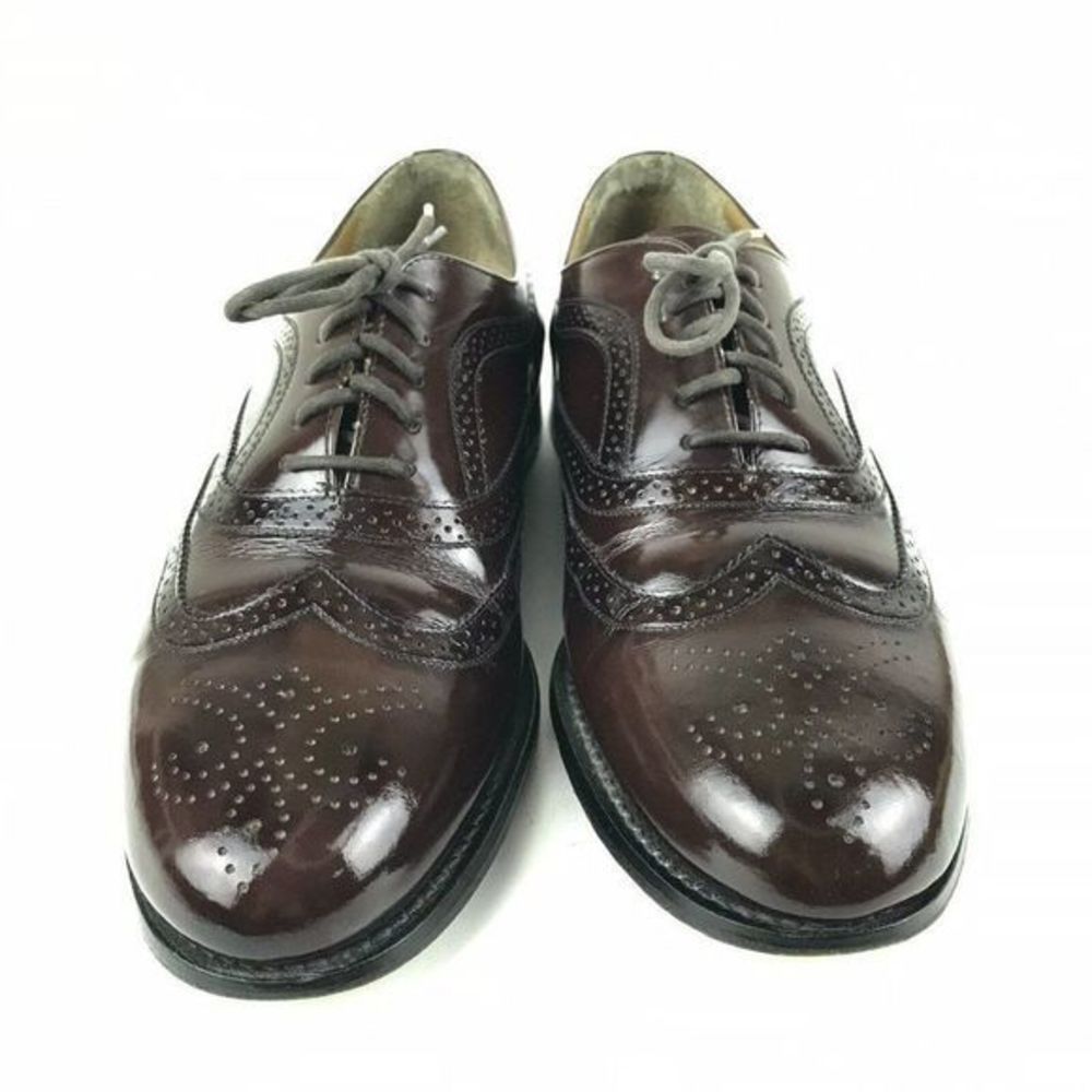 Vintage JC Penny Towncraft Wingtip Burgundy Leather Oxford Shoes Mens size 10.5